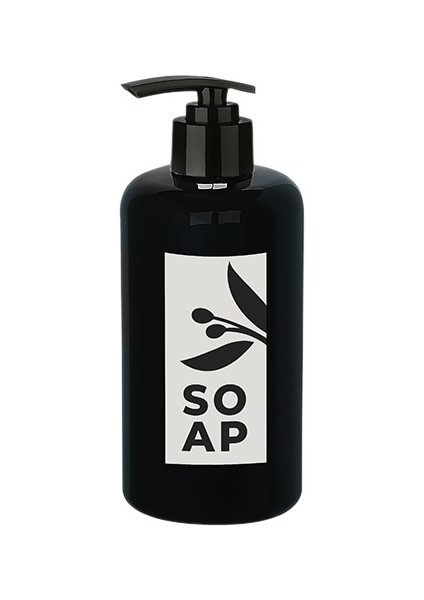 Sıvı Sabunluk Yuvarlak Plastik Pompalı 500 ml - Siyah