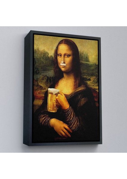 Çerçeveli Bira Içme Mona Lisa Kanvas Tablo, Olağandışı Mona Lisa Kanvas TABLO-5219 modelleri