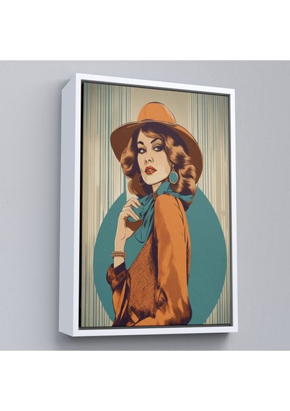 Çerçeveli Güzel Retro Kadın TABLOSU-8069