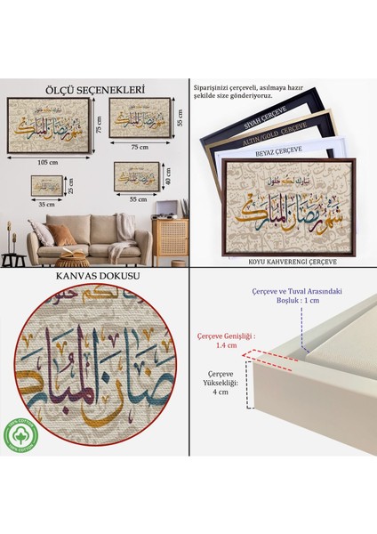 Çerçeveli Islami Hat Sanatı Yazılı Dekoratif Kanvas TABLO-3392 indirimleri