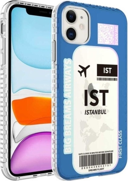 Apple iPhone 11 Uyumlu Kılıf Airbag Kenarlı Renkli Desenli Silikon Zore Elegans Kapak, No4