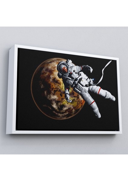 Çerçeveli Gezegenin Arka Planındaki Astronot Kanvas Duvar TABLOSU-1182 fırsatları