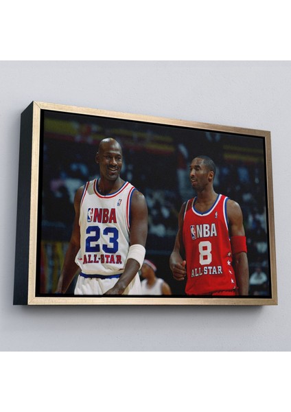 Çerçeveli Michael Jordan ve Kobe Bryant Kanvas TABLO-5153
