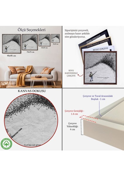 Çerçeveli Tanrı Bize Korku Ruhu Vermedi Kanvas TABLO-5324 indirimleri