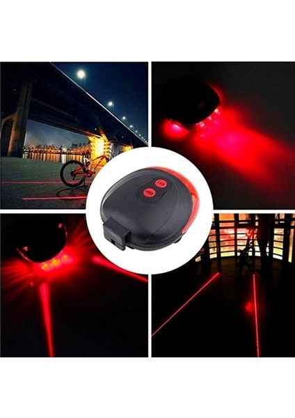 Çok Fonksiyonlu Pilli Bisiklet LED Lazer Işığı Arka Stop Lambası indirimleri