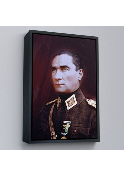 Çerçeveli Atatürk Portre Tablosu Mustafa Kemal Atatürk Dikdörtgen Dekoratif Kanvas Tablo-67