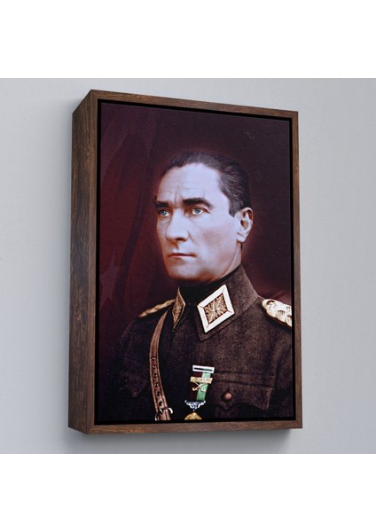 Çerçeveli Atatürk Portre Tablosu Mustafa Kemal Atatürk Dikdörtgen Dekoratif Kanvas Tablo-67