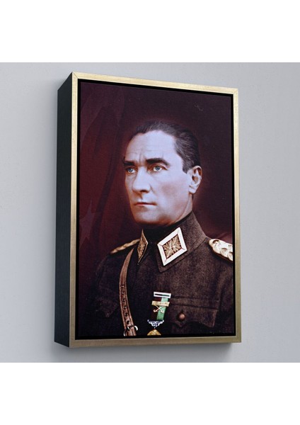 Çerçeveli Atatürk Portre Tablosu Mustafa Kemal Atatürk Dikdörtgen Dekoratif Kanvas Tablo-67