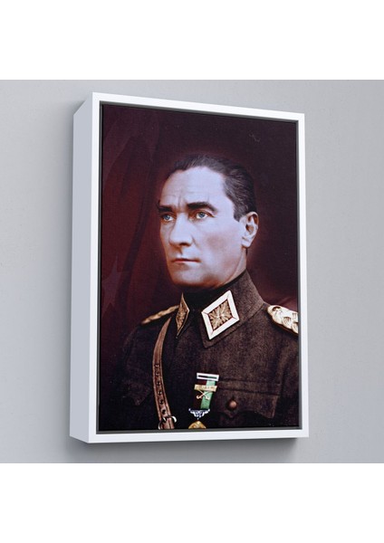 Çerçeveli Atatürk Portre Tablosu Mustafa Kemal Atatürk Dikdörtgen Dekoratif Kanvas Tablo-67