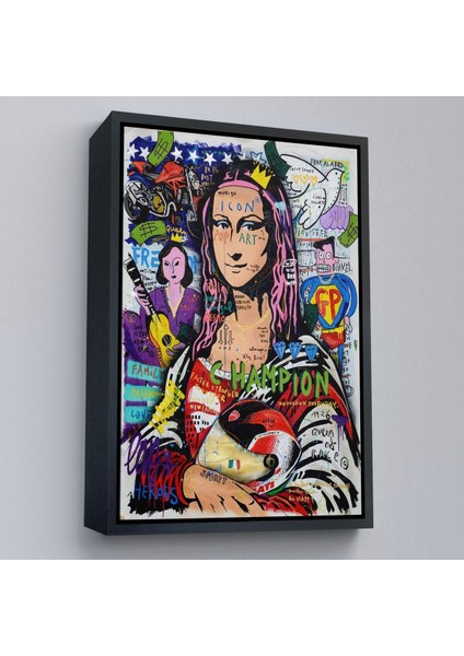 Çerçeveli Renkli Mona Lisa Banksy Kanvas Tablo, Sokak Sanatı, Pop ART-5306 modelleri