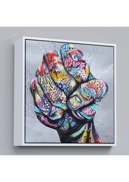 Çerçeveli Sokak Graffiti Duvar Sanatı Kanvas Tablo, Banksy Renkli Graffiti Pop ART-5338