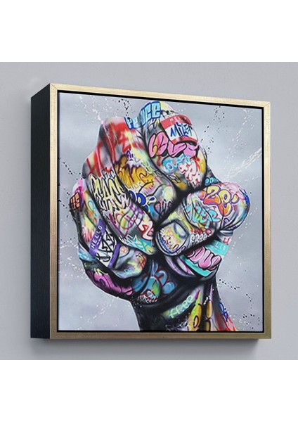 Çerçeveli Sokak Graffiti Duvar Sanatı Kanvas Tablo, Banksy Renkli Graffiti Pop ART-5338