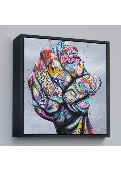 Çerçeveli Sokak Graffiti Duvar Sanatı Kanvas Tablo, Banksy Renkli Graffiti Pop ART-5338
