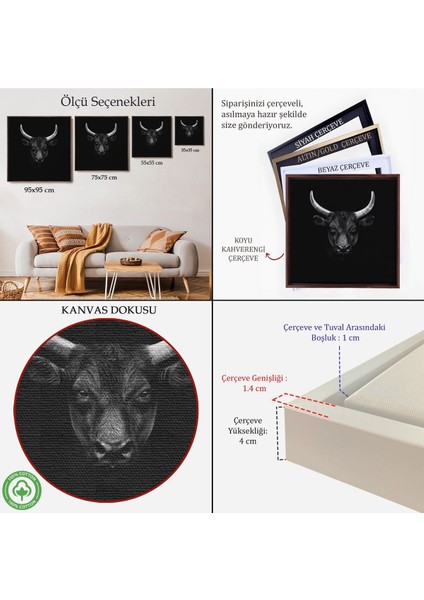 Çerçeveli Boğa Dekoratif Kanvas TABLO-5809 indirimleri