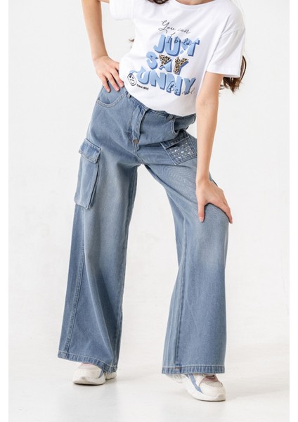 Kız Çocuk Cep Taşlı Kot Pantolon 2201 fiyatları