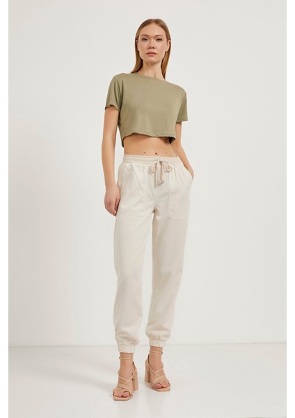 Tensel Paça Lastikli Cep Detaylı Pantolon