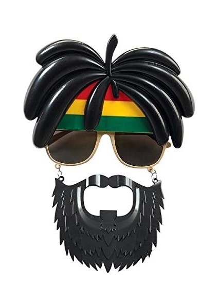 Rasta Peruklu Rasta Sakallı Bob Marley Bıyıklı Parti Gözlüğü 27 x 18 cm - MCT5627-1508