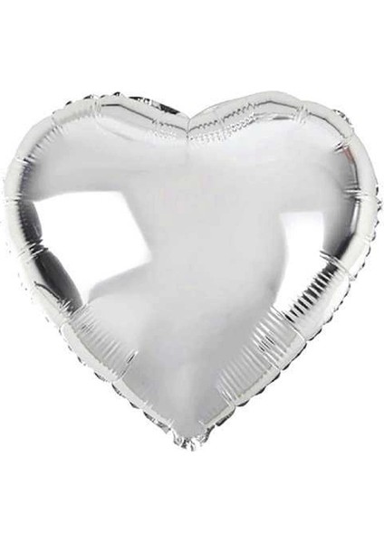 Kalp Şekilli Gümüş Renk Folyo Balon 45 cm 5 Adet - MCT7394-9858