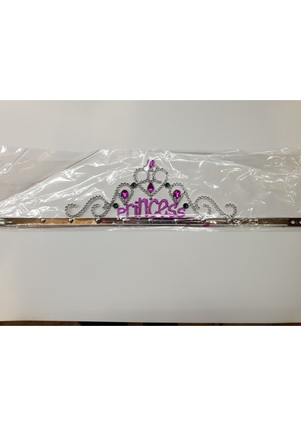 Gümüş Renk Prenses Yazılı Parti Tacı 60 cm (4767) - MCT6781-6264