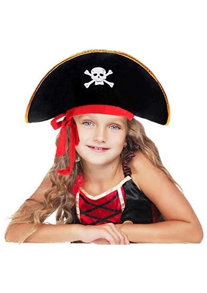 Kaptan Jack Kadife Çocuk Boy Korsan Şapkası - MCT8432-1481