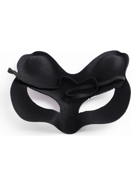 Siyah Renk Süet Kaplama Üzeri Gümüş Mavi Simli Kedi Maskesi 17 x 14 cm - MCT6934-7290