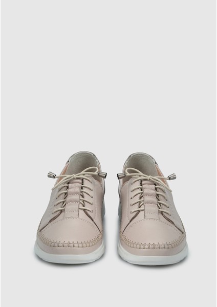 Bej Deri Kadın Ayakkabı modelleri