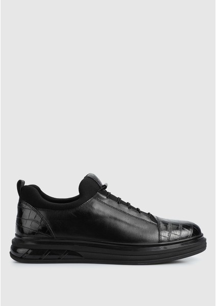 Siyah Deri Erkek Sneaker
