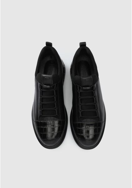 Siyah Deri Erkek Sneaker indirimleri