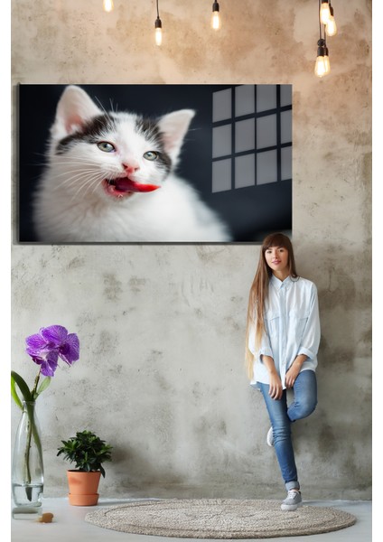 Eğlenceli Hayvanlar, Yapay Zeka Destekli, 3D Dekoratif Baskı Yatay Cam Tablo 590 fırsatları