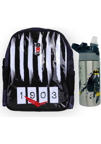 Beşiktaş J.k. Lisanslı Anaokulu Çantası - Batman Çelik Suluk Matara Hediye
