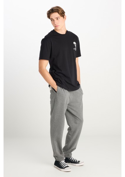 %100 Pamuk Relaxed Fit Geniş Kesim Bisiklet Yaka Siyah Tişört modelleri