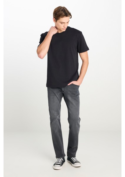 %100 Pamuk Relaxed Fit Geniş Kesim Bisiklet Yaka Siyah Basic T-Shirt modelleri