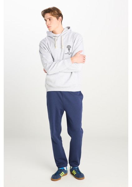 Loose Fit Rahat Kesim Kapüşonlu Gri Melanj Sweatshirt modelleri
