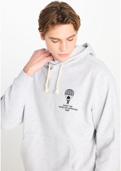 Loose Fit Rahat Kesim Kapüşonlu Gri Melanj Sweatshirt fırsatları