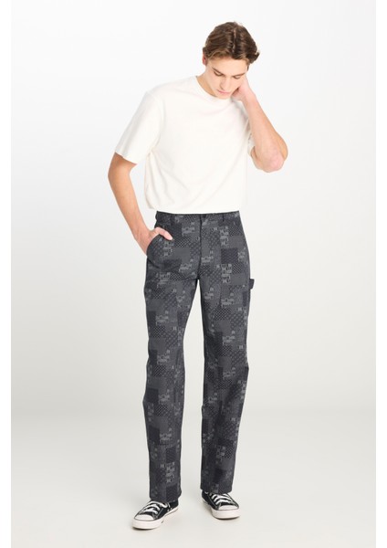 %100 Pamuk Carpenter Fit Geniş Kesim Desenli Siyah Pantolon fiyatları