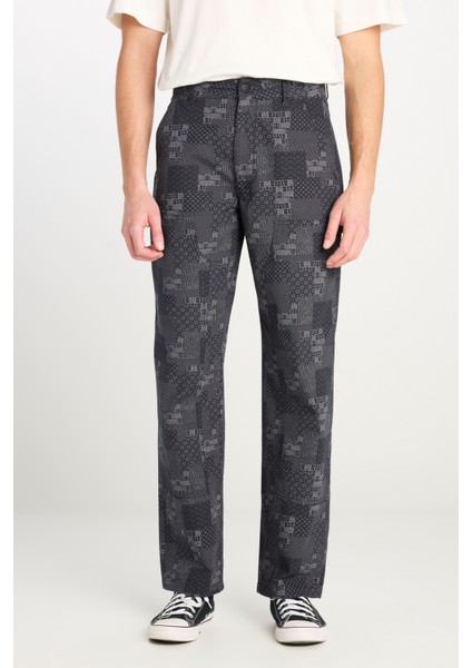 %100 Pamuk Carpenter Fit Geniş Kesim Desenli Siyah Pantolon modelleri