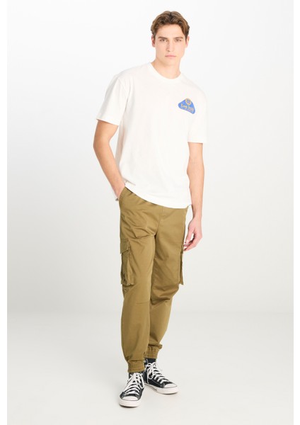 %100 Pamuk Relaxed Fit Geniş Bisiklet Yaka Baskılı Ekru Tişört modelleri