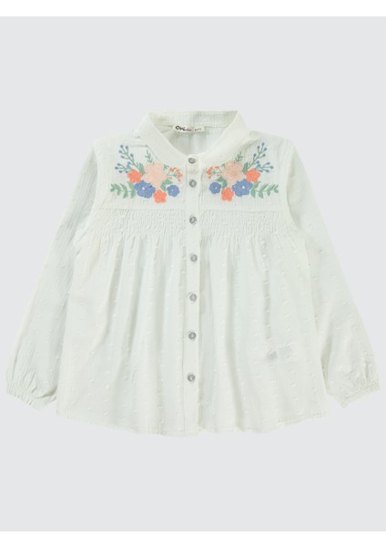 Kız Çocuk Gömlek 6-9 Yaş Ekru