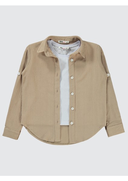 Kız Çocuk Gömlek 6-9 Yaş Açık Bej