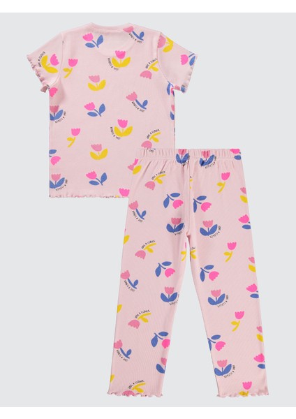 Kız Çocuk Pijama Takımı 6-9 Yaş Gül Pembe