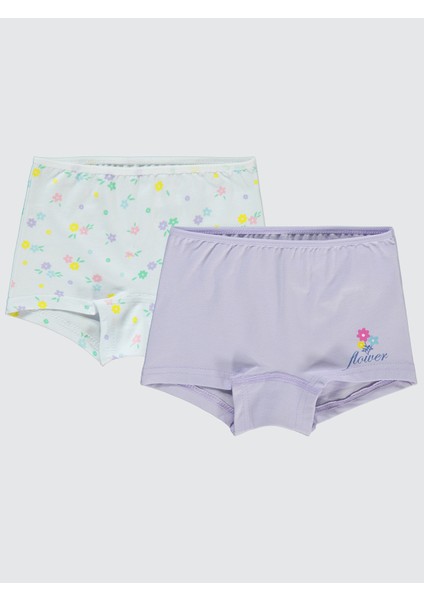 Kız Çocuk 2'li Boxer Set 2-10 Yaş Lila