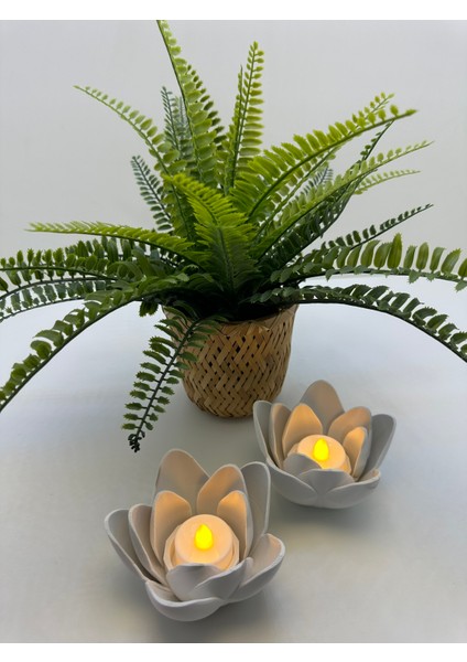 3D Baskı Beyaz Renk Lotus Şekilli Mumluk fiyatları