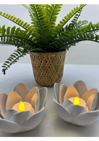 3D Baskı Beyaz Renk Lotus Şekilli Mumluk modelleri