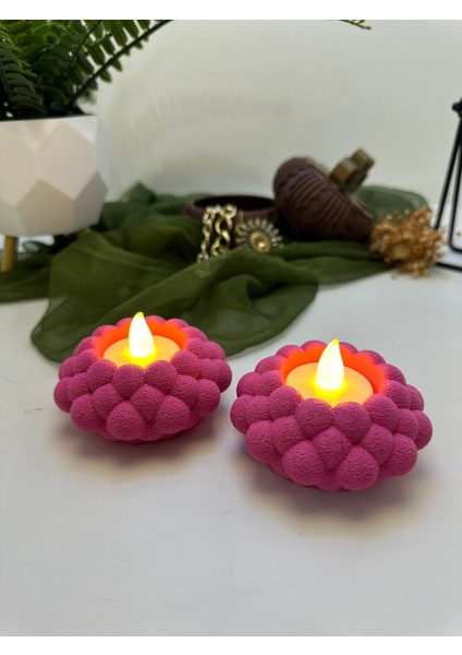 3D Baskı Pembe Renk Bubble Şekilli Mumluk