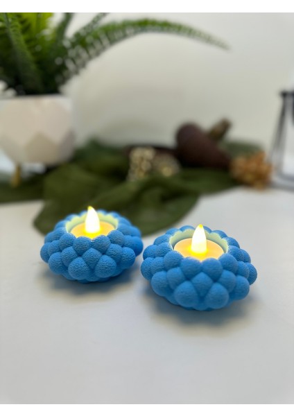 3D Baskı Bebek Mavi Renk Bubble Şekilli Mumluk
