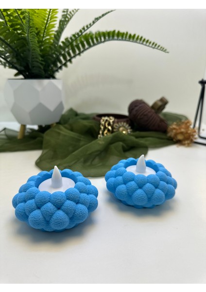 3D Baskı Bebek Mavi Renk Bubble Şekilli Mumluk modelleri