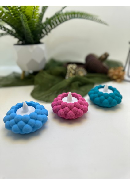 3D Baskı 3 Renk Bubble Şekilli Mumluk 3 Lü Set