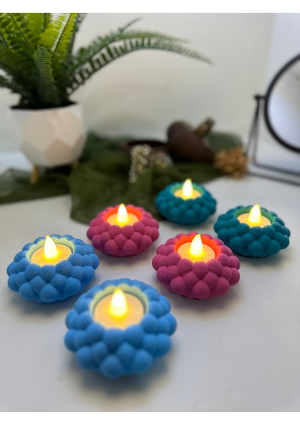 3D Baskı 3 Renk Bubble Şekilli Mumluk 6 Lı Set
