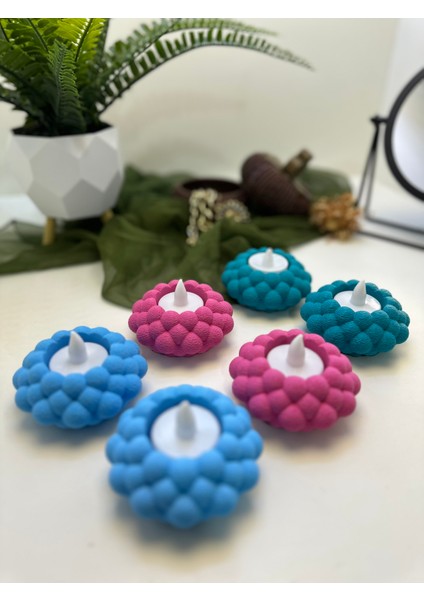 3D Baskı 3 Renk Bubble Şekilli Mumluk 6 Lı Set