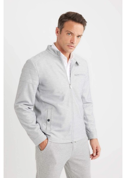 Slim Fit Dar Kesim Dik Yaka Fermuarlı Mont D7534AX25SP